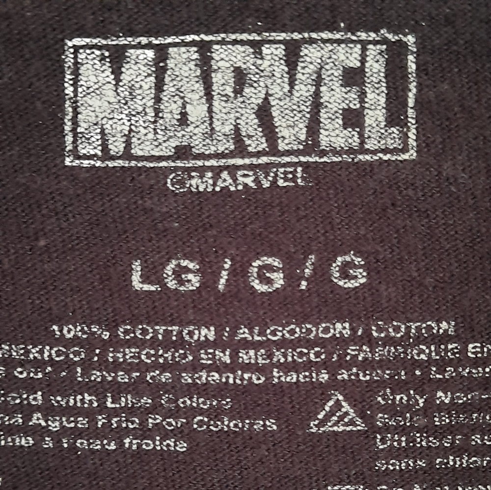 Marvel Black Short Sleeve Tee with Marvel  Character Logos. Size Large - Picture 4 of 7